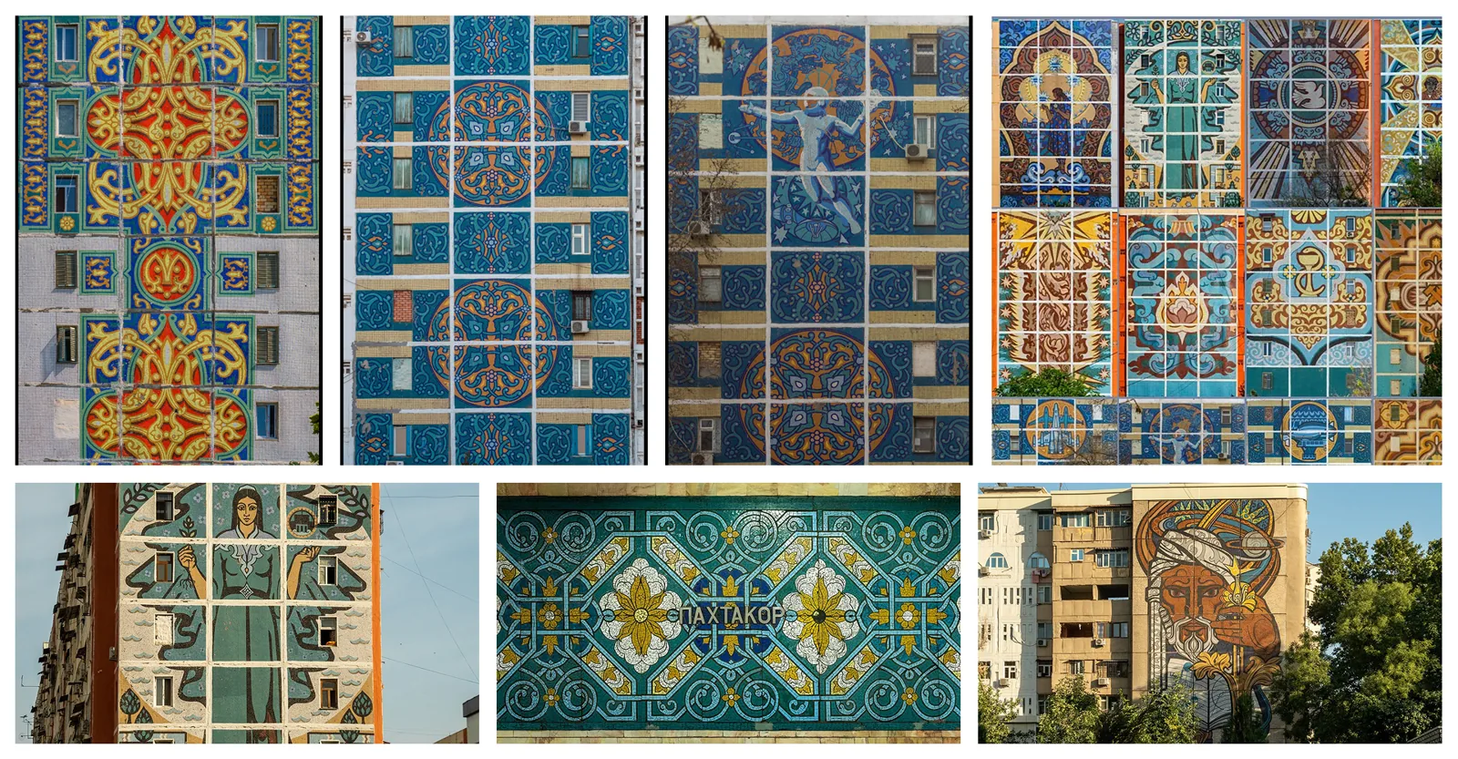The lineage: Tashkent’s Soviet-era mosaic facades.